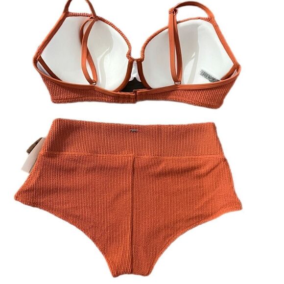 Victorias Secret Pink Swim Crinkle Push Up Padded Bikini Top Shortie Bottom Set - Picture 3 of 5